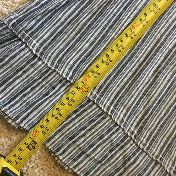 BCBGmaxazria Blue and White Striped Bell Sleeve Cotton Dress - Picture 15 of 16